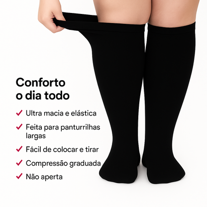 Meias de Compressão Unissex Largas – Fáceis de colocar e 1º Meias de Compressão que não Incham